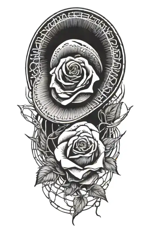 Cowboy hat with a rose intertwined with barbed wire tattoo design idea