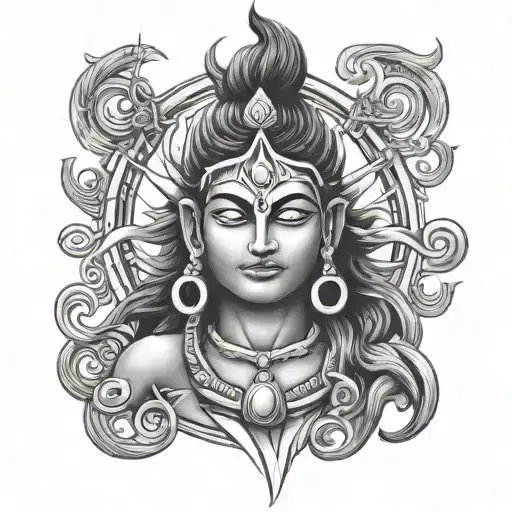 angry shiva and third eye tattoo design idea