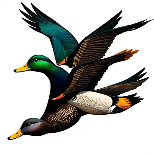 ducks flying tattoo design idea