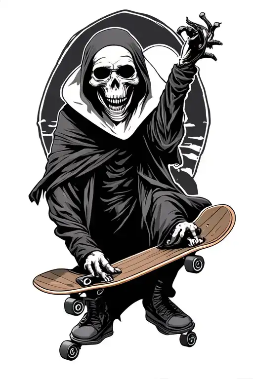 skateboarding grim reaper tattoo design idea