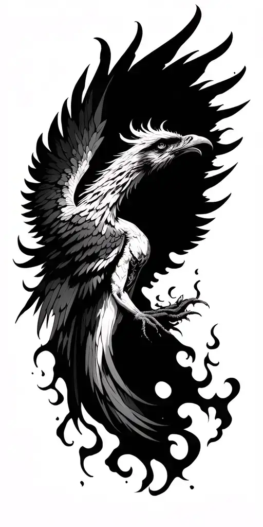 phoenix rising from the ashes tattoo design idea