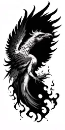 phoenix rising from the ashes tattoo design idea