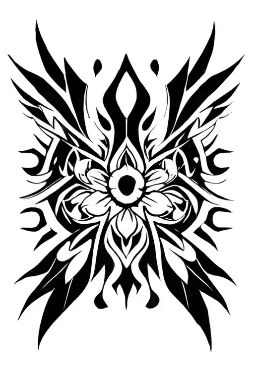 symmetrical abstract neo tribal style tattoo design idea