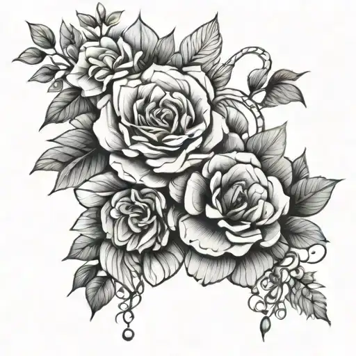 shoulder sleeve floral geometric  tattoo design idea