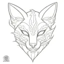 fierce kitsune mask split tattoo design idea
