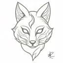 fierce kitsune mask split tattoo design idea