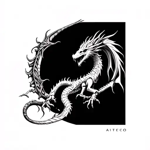 Skeletal Dragon tattoo design idea