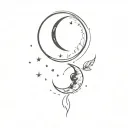 waxing gibbous moon phase next to waxing crescent moon tattoo design idea