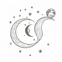 waxing gibbous moon phase next to waxing crescent moon tattoo design idea