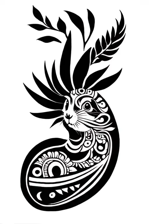 Māori and Papua New Guinea pig tattoo design idea