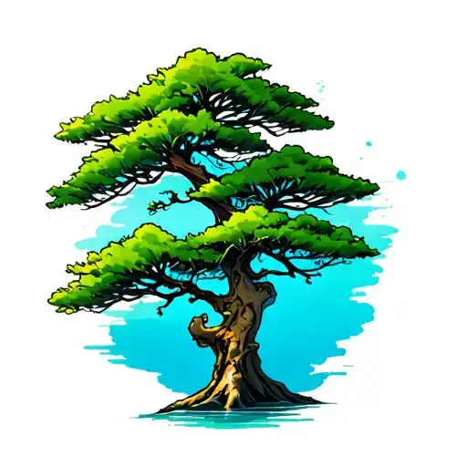cypress tree tattoo design idea