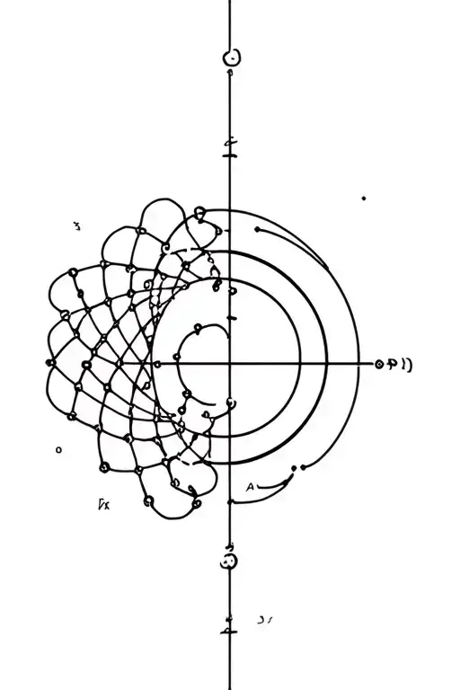 scattered thoughts, golden ratio spiral, dopamine molecule, mathematical, vertical axis tattoo design idea