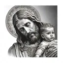 jesus holding twin baby girls tattoo design idea