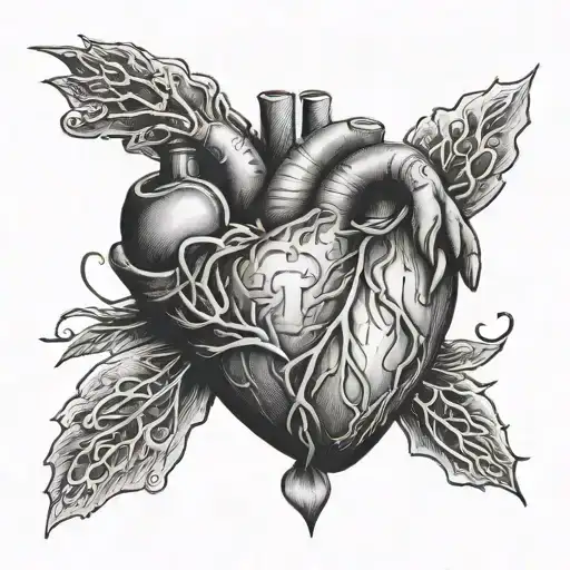 a m f heart in the hands tattoo design idea