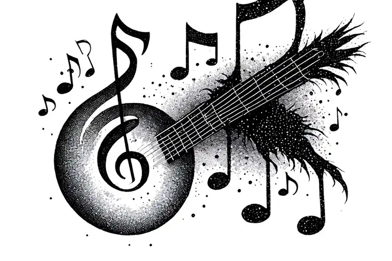 luna lobo nota musical notes floating tattoo design idea