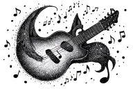 luna lobo nota musical notes floating tattoo design idea