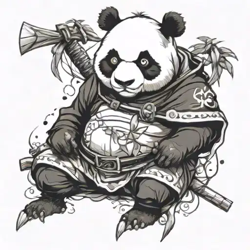 panda samurai tattoo design idea