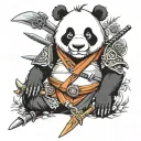 panda samurai tattoo design idea