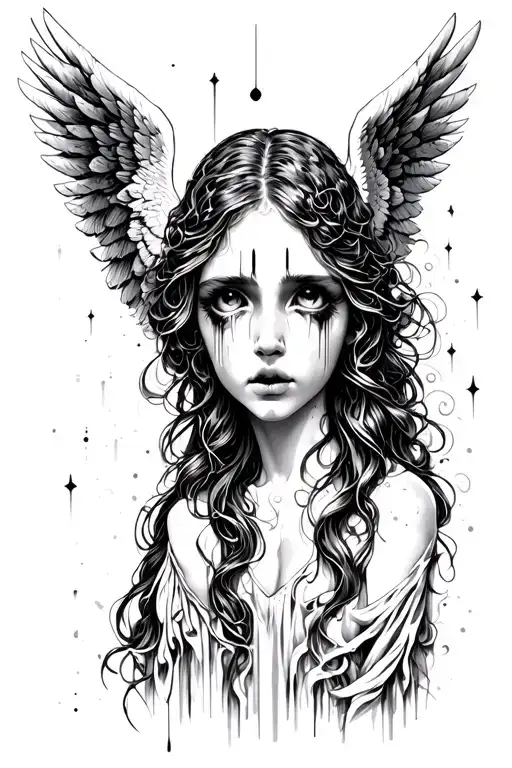 cybersigilism angel crying eyes tattoo design idea