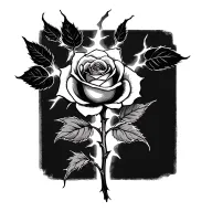 one rose with lighting coming out of stem wrapped around wrist minimalist design thorns on stem tattoo design idea