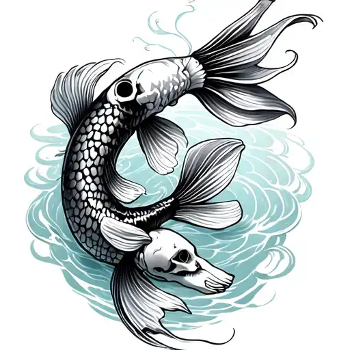 Skeleton Koi Fish tattoo design idea