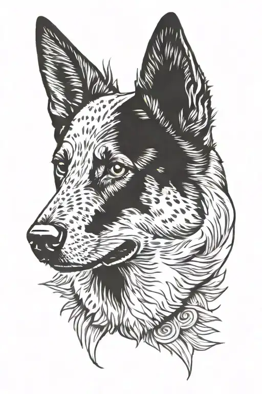 Australian Cattle Dog head tattoo design idea