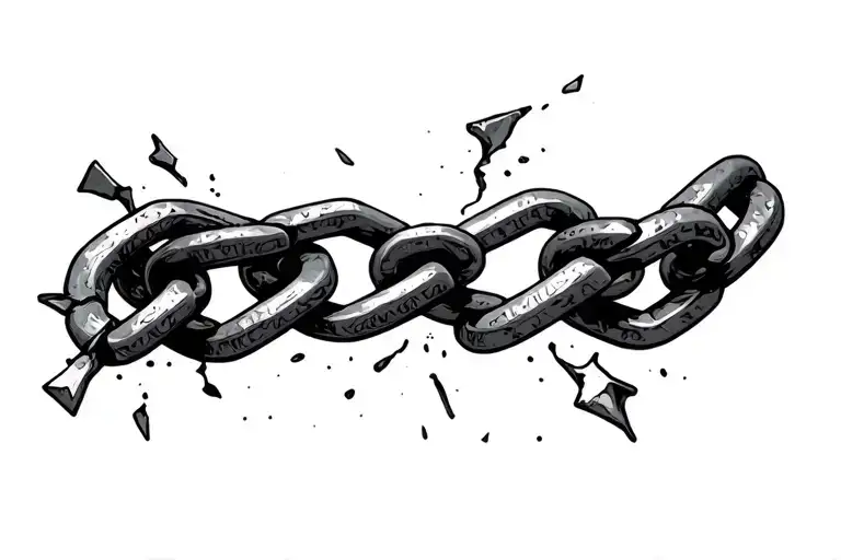 a broken and bent chain wrapped tattoo design idea