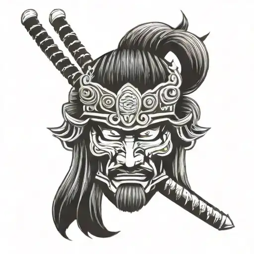 Samurai head tattoo design idea