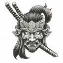 Samurai head tattoo design idea
