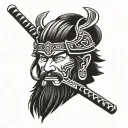 Samurai head tattoo design idea