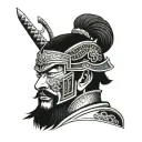 Samurai head tattoo design idea