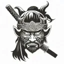 Samurai head tattoo design idea