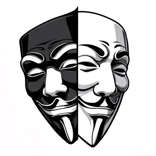Anonymous masks happy and sad tattoo design idea