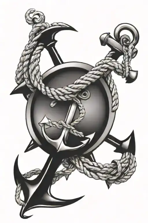 anchor compass rope intertwined tattoo design idea