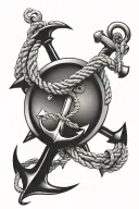 anchor compass rope intertwined tattoo design idea