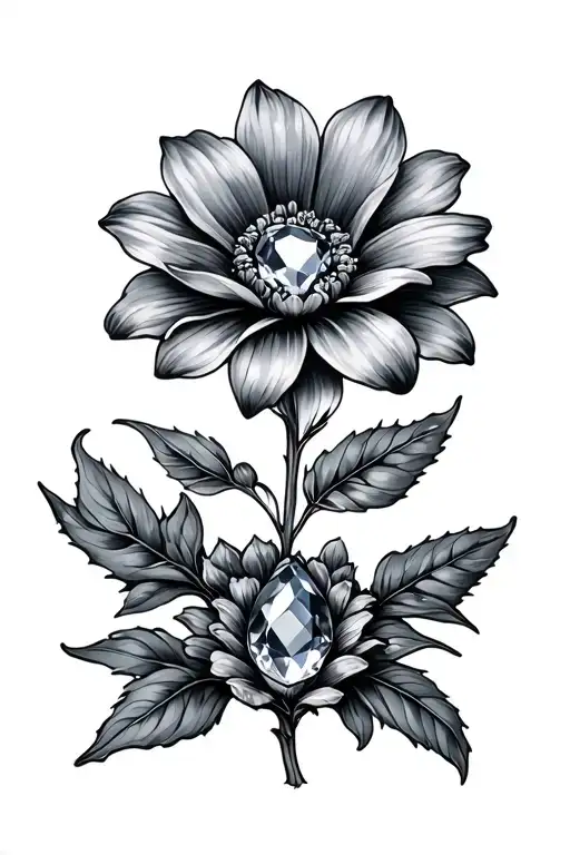 birthstone and flower tattoo design idea