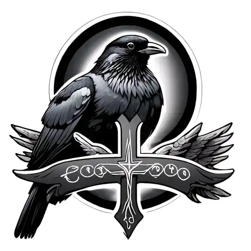 cornish chough and cross tattoo tattoo design idea