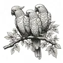 simple black outline of 3 cockatoos sitting on the same branch tattoo design idea