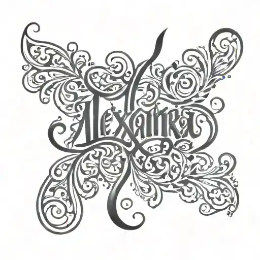 ambigram of words "Alexandra" tattoo design idea