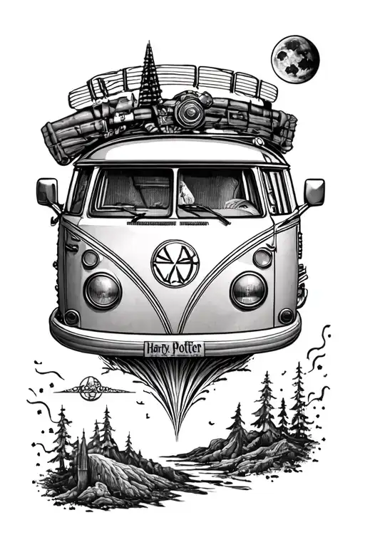 campervan, Metal Music, Harry potter, Star Wars, tattoo design idea