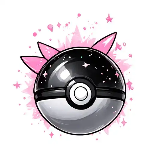 Pokeball with pink and sparkles and girly tattoo tattoo design idea