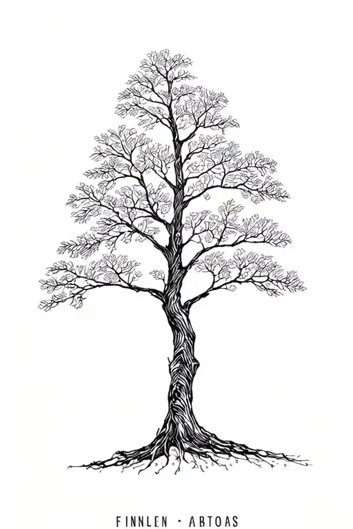 a walnut tree fineline style  tattoo design idea