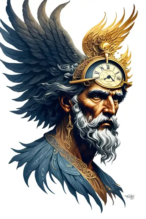 chronos time god tattoo design idea