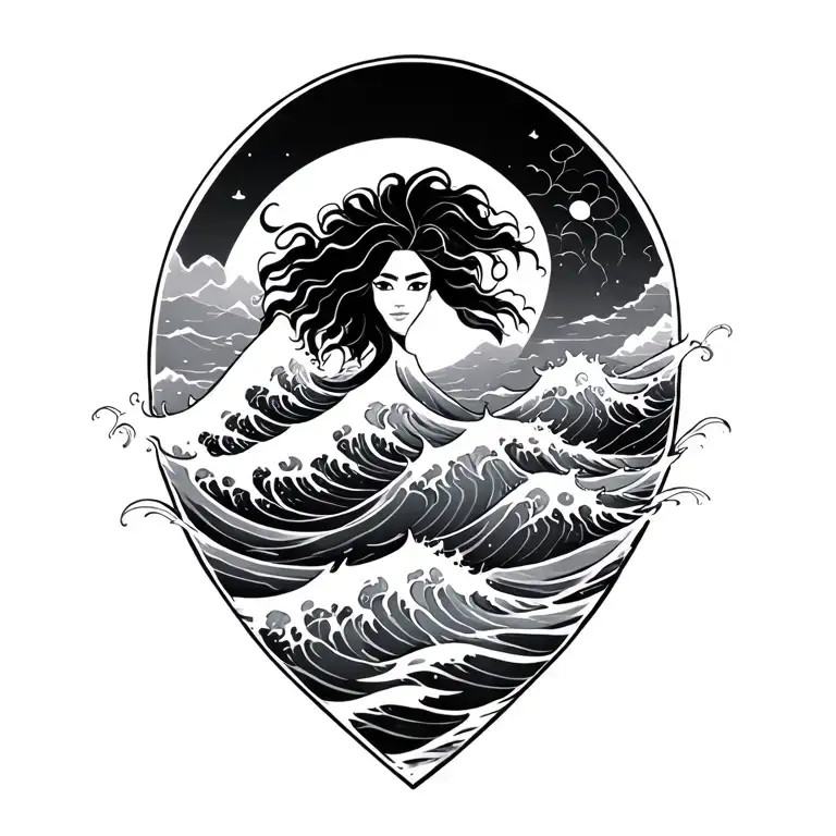 moana inspired wave tattoo design idea