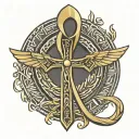 Egyptian Ankh with Roman Laurel Wreath: Start with the classic Egyptian ankh symbol, elongating the vertical line slight tattoo design idea