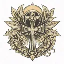 Egyptian Ankh with Roman Laurel Wreath: Start with the classic Egyptian ankh symbol, elongating the vertical line slight tattoo design idea