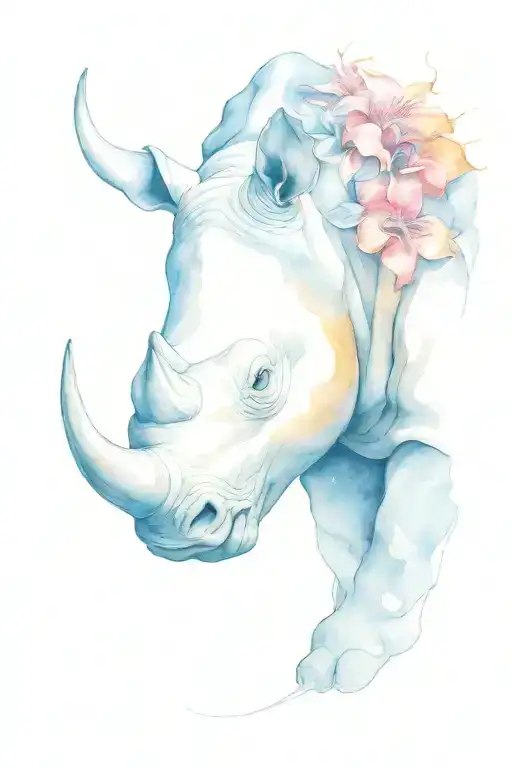 design a tattoo that uses the gemini star sign symbol, a honeysuckle and an abstract rhino tattoo design idea