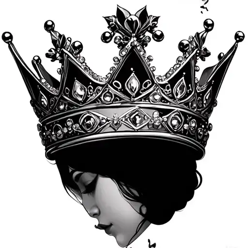 tiara and draw crown traceble tattoo design idea