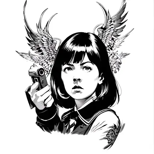 anime girl hitler beats tattoo design idea