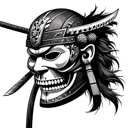 Samurai Death Mask tattoo design idea
